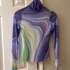 AFRM Purple and Green Swirl Long Sleeve Top